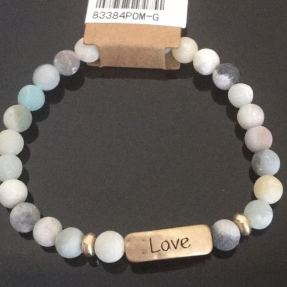 Multi-color "Love" Semi Precious bead bracelet set - Picture 7 of 7